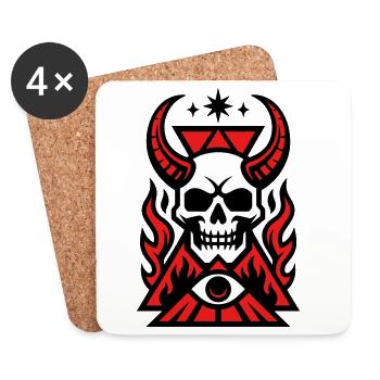 Occult Skull Graphic Art - Coasters (set of 4) - white - Front