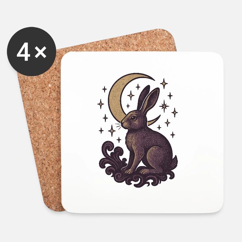 Himmlischer Hase Mystische Illustration - Untersetzer (4er-Set) - Weiß