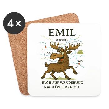 Emil auf Wandertour  - Untersetzer (4er-Set) - Weiß - Vorne