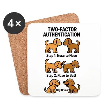 Two Factor Authentication Hunde - Untersetzer (4er-Set) - Weiß - Vorne