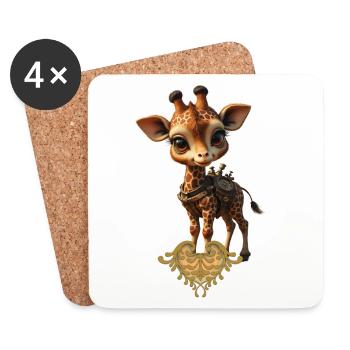 Charmante Steampunk-Giraffe - Untersetzer (4er-Set) - Weiß - Vorne