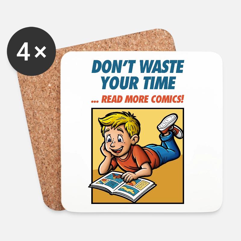 Don't Waste Your Time ... Read More Comics! - Untersetzer (4er-Set) - Weiß