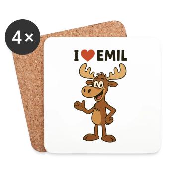 Humorous moose with heart and text - Coasters (set of 4) - white - Front