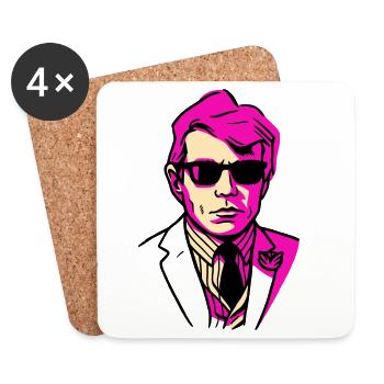 Popart-Porträt mit Sonnenbrille - Untersetzer (4er-Set) - Weiß - Vorne
