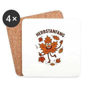 Herbstlaub Fröhlicher Blattcharakter - Untersetzer (4er-Set) - Weiß - Vorne