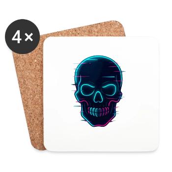 Neon Cyber Skull Design - Untersetzer (4er-Set) - Weiß - Vorne