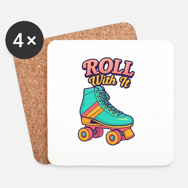 Retro Roller Skate Motiv Design - Untersetzer (4er-Set) - Weiß