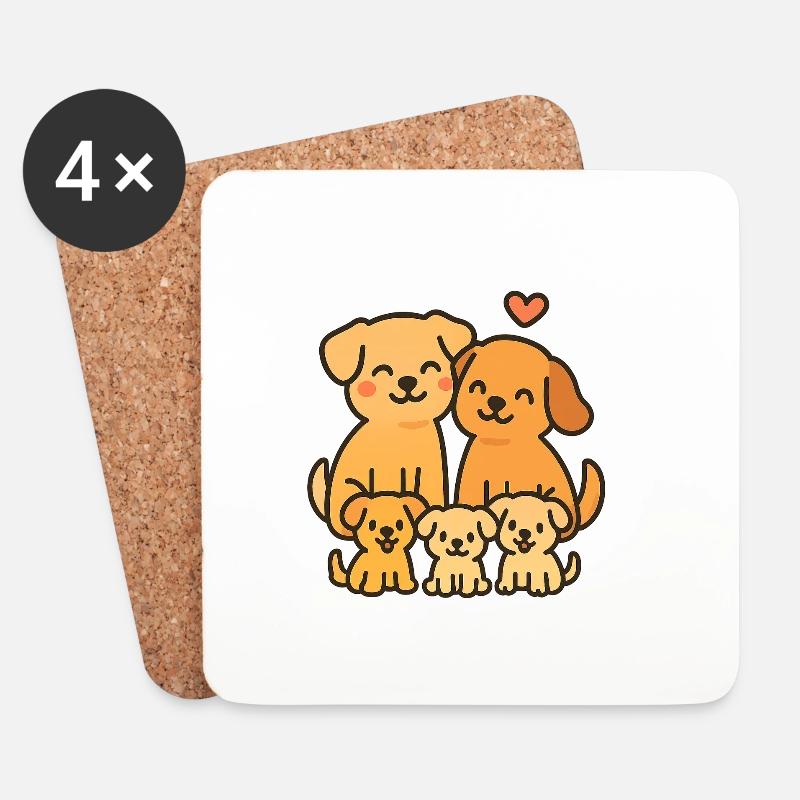 Verspielte Hundefamilie Illustration - Untersetzer (4er-Set) - Weiß