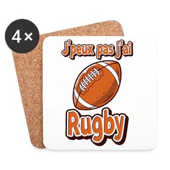 Humorous Rugby Design with Ball - Coasters (set of 4) - white - Front