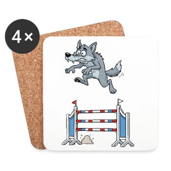 Champion de saut d'obstacles des loups - Dessous de verre (lot de 4) - blanc - Devant