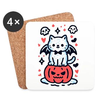Pumpkin Cat - Untersetzer (4er-Set) - Weiß - Vorne