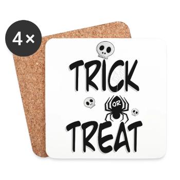Trick or Treat – Halloween Design 🕷️💀 - Coasters (set of 4) - white - Front