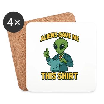 Blague sur les vêtements extraterrestres - Dessous de verre (lot de 4) - blanc - Devant
