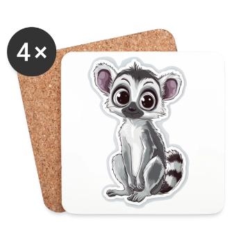 lemur - Coasters (set of 4) - white - Front