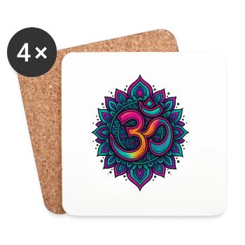 Psychedelisches Om Goa Mandala - Untersetzer (4er-Set) - Weiß - Vorne