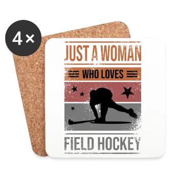 Feldhockey T-Shirt Design für Frauen - Untersetzer (4er-Set) - Weiß - Vorne