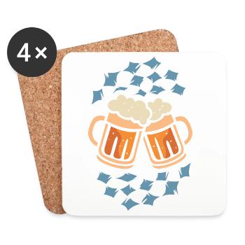 Bierkrüge anstoßen – Bayerisches Rautenmuster Cart - Untersetzer (4er-Set) - Weiß - Vorne