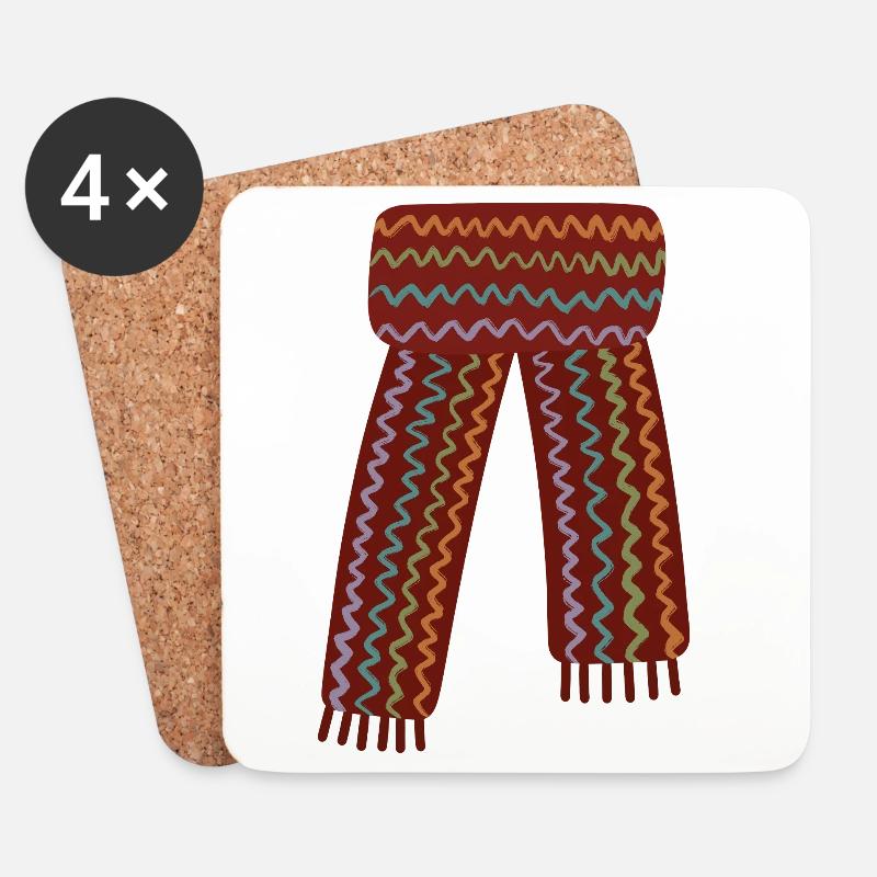 Écharpe colorée à motifs zigzag - Dessous de verre (lot de 4) - blanc