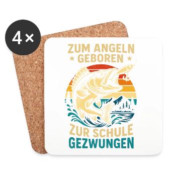 Zum Angeln Geboren Zur Schule Gezwungen Angler - Untersetzer (4er-Set) - Weiß - Vorne
