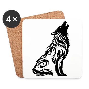 Nordic Wolf Tribal Tattoo - Untersetzer (4er-Set) - Weiß - Vorne
