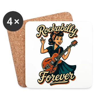 Guitare électrique Rockabilly Forever pour femme, cadeau années 50 - Dessous de verre (lot de 4) - blanc - Devant