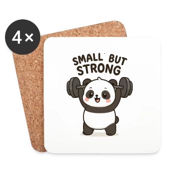 Little panda with weightlifting motif - Coasters (set of 4) - white - Front