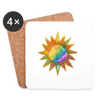 Regenbogen Sunburst Kosmische Anstecknadel - Untersetzer (4er-Set) - Weiß - Vorne