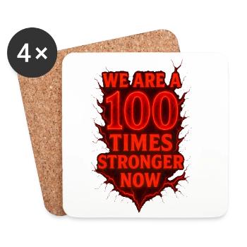Empowering 100 Times Stronger Anime Quote - Coasters (set of 4) - white - Front