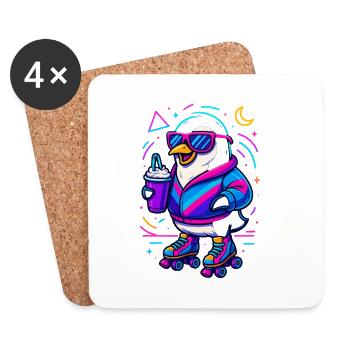 Roller Pinguin - Untersetzer (4er-Set) - Weiß - Vorne