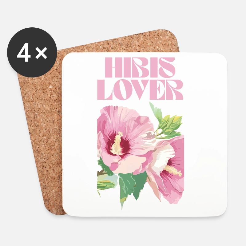 Hibis Lover Blumendesign - Untersetzer (4er-Set) - Weiß
