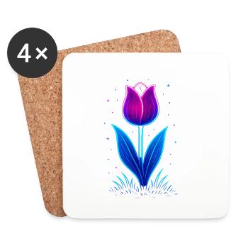 Tulipe néon - Dessous de verre (lot de 4) - blanc - Devant