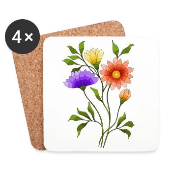 Blumen - Untersetzer (4er-Set) - Weiß - Vorne