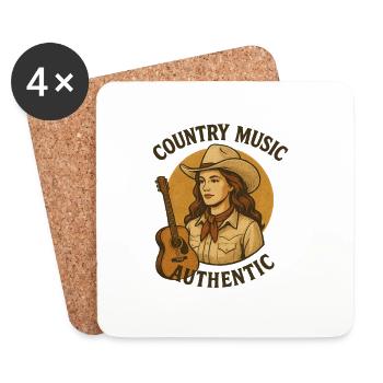Musique country femme Illustration - Dessous de verre (lot de 4) - blanc - Devant