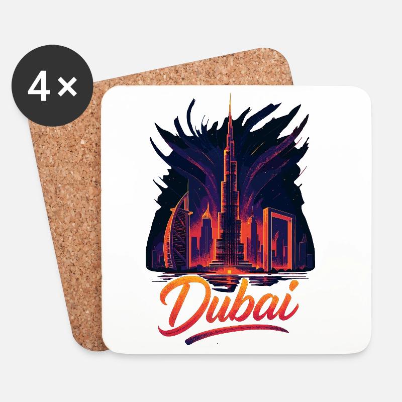 Dubai Golftiger Stadt Arabische Emirate Geschenk - Untersetzer (4er-Set) - Weiß