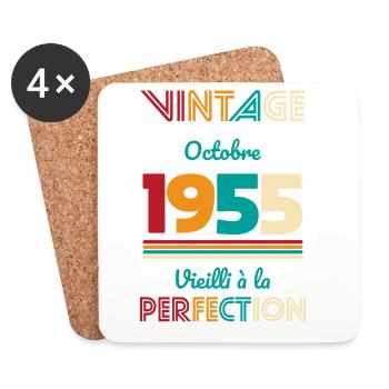 70th Birthday - Vintage - October 1955 - Coasters (set of 4) - white - Front