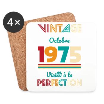 50. Jahrestag – Vintage – Oktober 1975 - Untersetzer (4er-Set) - Weiß - Vorne