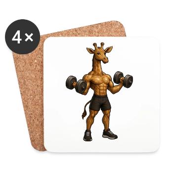 Girafe sportive - Dessous de verre (lot de 4) - blanc - Devant