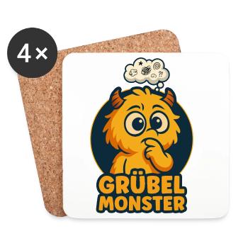 Brooding Monsters – Cute, Thoughtful & Funny - Coasters (set of 4) - white - Front
