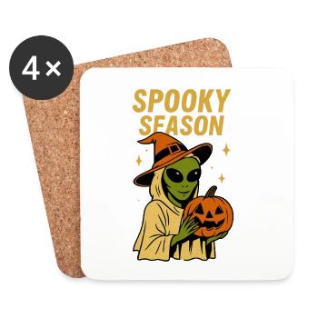 Alien Hexe Halloween Kürbis Gruselige Jahreszeit Design - Untersetzer (4er-Set) - Weiß - Vorne