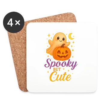 Cute Halloween Ghost with Pumpkin - Coasters (set of 4) - white - Front