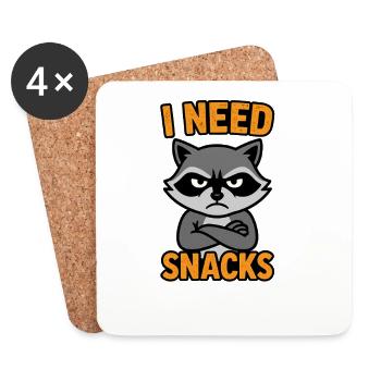 Grummelnder Waschbär I need Snacks - Untersetzer (4er-Set) - Weiß - Vorne