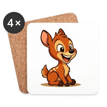 Fawn – Cute Cartoon Forest Animal - Coasters (set of 4) - white - Front