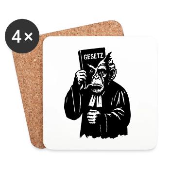 Humorous Monkey Rights Parody Illustration - Coasters (set of 4) - white - Front