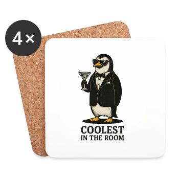 Eleganter Pinguin mit Sonnenbrille - Untersetzer (4er-Set) - Weiß - Vorne