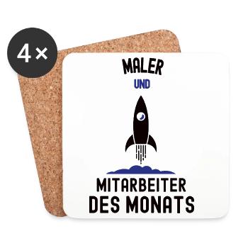 Employé du mois Peintre Meilleur homme Peinture - Dessous de verre (lot de 4) - blanc - Devant