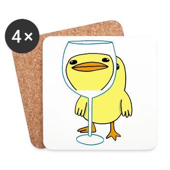 Poussin mignon - Dessous de verre (lot de 4) - blanc - Devant