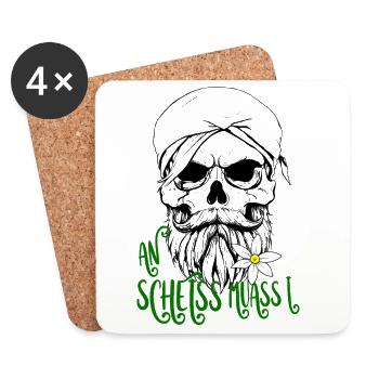 Crâne avec tente à bière du festival folklorique Edelweiss - Dessous de verre (lot de 4) - blanc - Devant