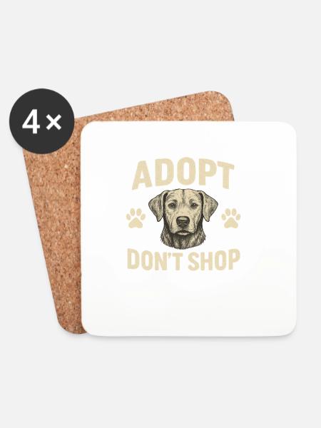 Hund Adoption Motiv Design - Untersetzer (4er-Set) - Weiß