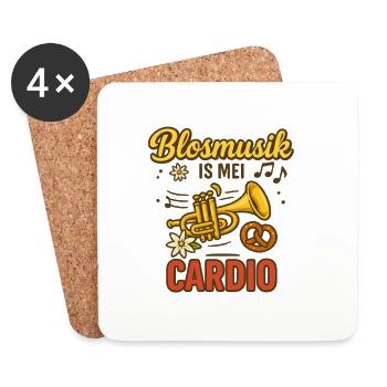 Blosmusik is mei Cardio Lustiges Trachten Chemise - Dessous de verre (lot de 4) - blanc - Devant