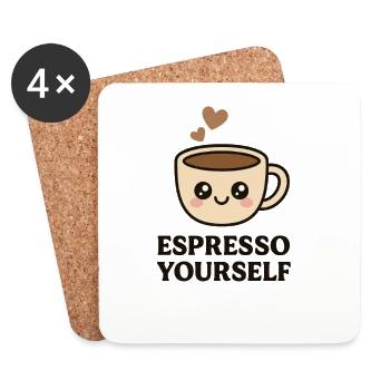 Niedliche Kaffee-Liebe-Illustration - Untersetzer (4er-Set) - Weiß - Vorne